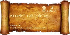 Mitró Lóránt névjegykártya